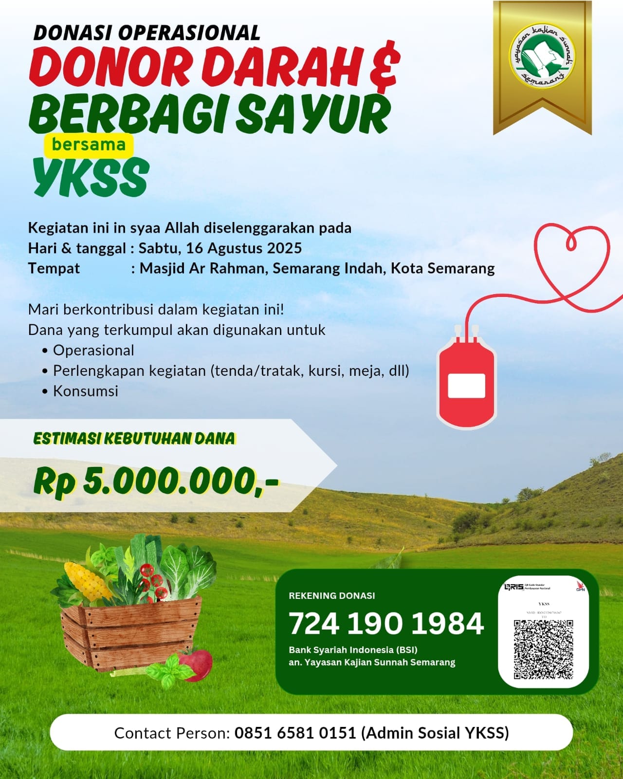 Donor Darah dan Berbagi Sayuran Gratis